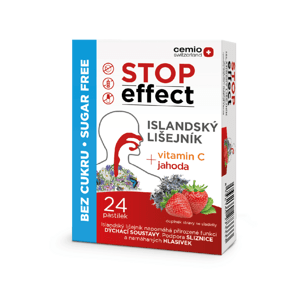 Cemio STOP Effect pastilky ISLANDSKÝ LIŠAJNÍK jahoda BEZ CUKRU, 24 pastiliek