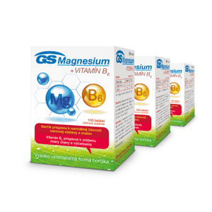 GS Magnesium + VITAMÍN B6, 3× 100 tabliet