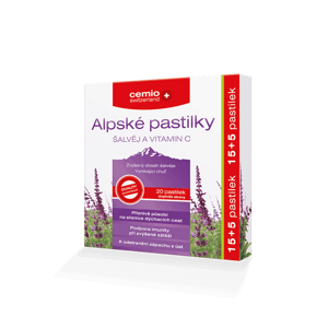 Cemio Alpské pastilky ŠALVIA A VITAMÍN C, 15 + 5 pastiliek