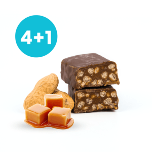 Tyčinka karamelovo-arašidová chrumkavá v mliečnej čokoláde |  4+1 ZADARMO